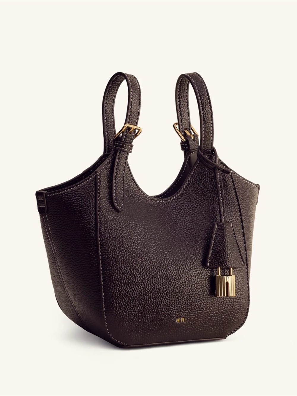 NWT JW PEI Ines Padlock Tote Bag - Dark Brown - Picture 3 of 7
